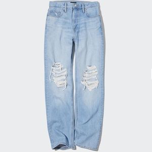 NWT UNIQLO Distressed Straight High-Rise Jeans